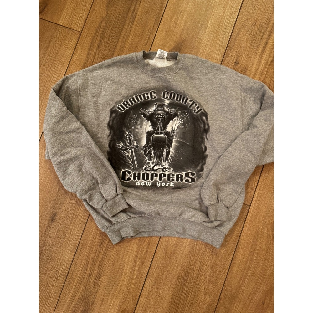Orange County Choppers OCC New York Biker Graphic Sweatshirt Gray Mens Large